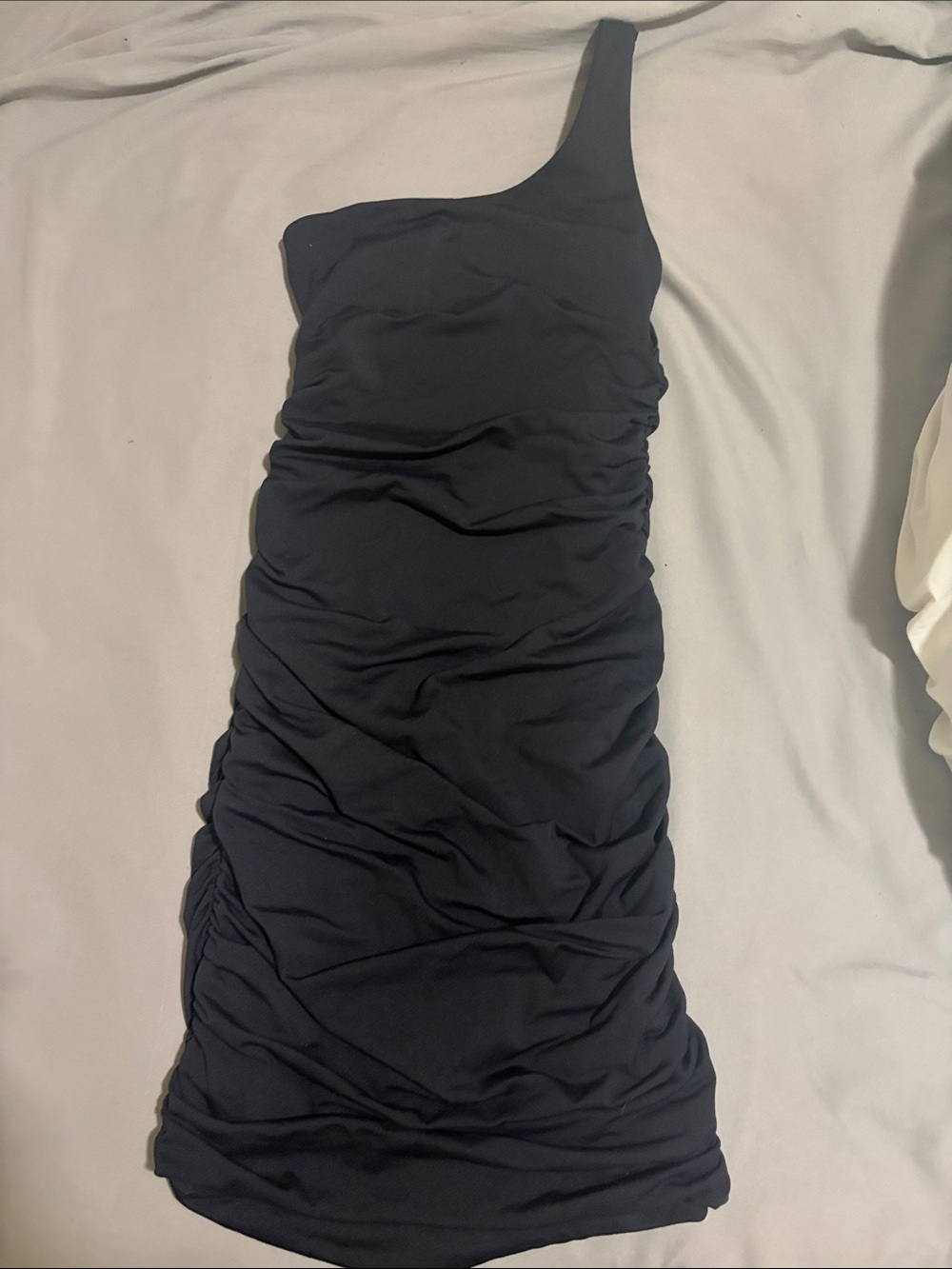 Babaton Black One-Shoulder Ruched Cocktail Dress